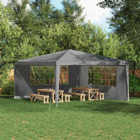 Partytent Zijwand 2 st 400 x 195 cm Lichtgrijs PE en staal 1