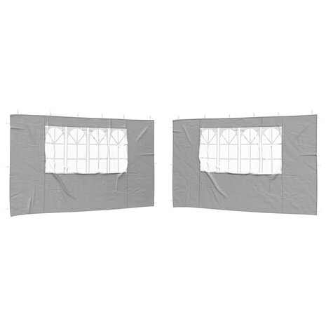 Partytent Zijwand 2 st 400 x 195 cm Lichtgrijs PE en staal 2