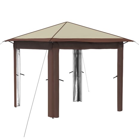 Gazebo zonder Zijwand 2,6 x 2,6 m Cr&egrave;me en bruin 2