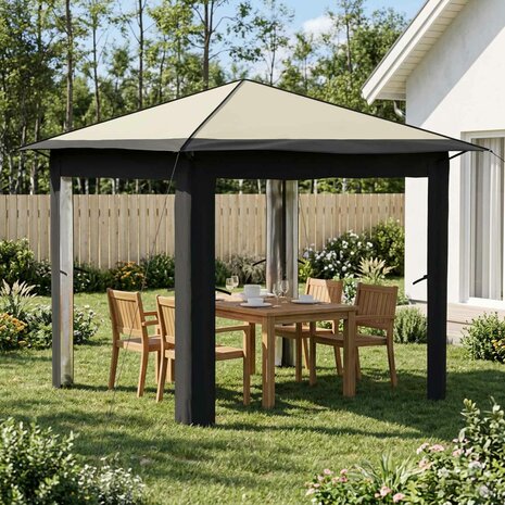 Gazebo zonder Zijwand 2,6 x 2,6 m Cr&egrave;me en Antraciet 1