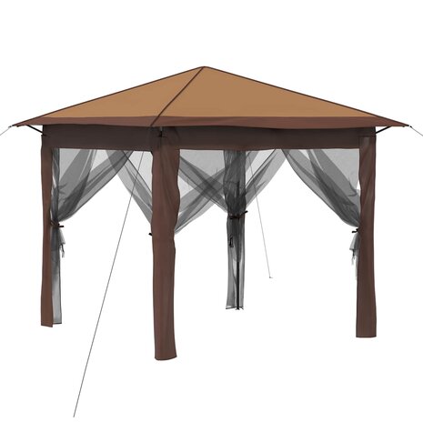 Gazebo met 4 Zijwanden 2,6 x 2,6 m Beige en Bruin 2