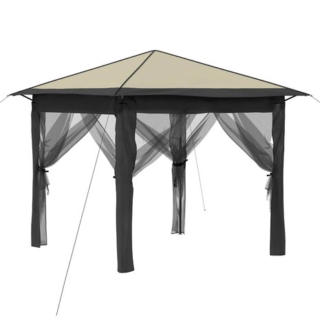 Gazebo met 4 Zijwanden 2,6 x 2,6 m Cr&egrave;me en Antraciet 2