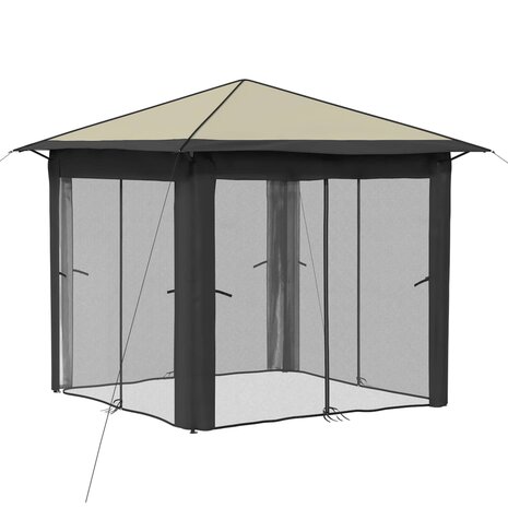 Gazebo met 4 Zijwanden 2,6 x 2,6 m Cr&egrave;me en Antraciet 3