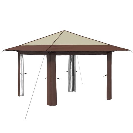 Gazebo zonder Zijwand Cr&egrave;me en bruin 2