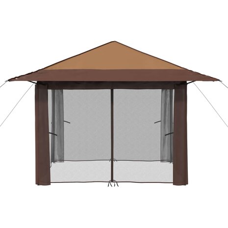 Gazebo met 4 Zijwanden 3,3 x 3,3 m Beige en Bruin 5