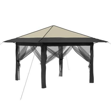Gazebo met 4 Zijwanden Cr&egrave;me en Antraciet 2