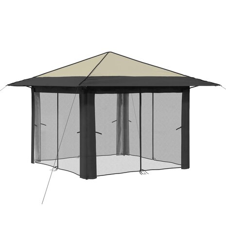 Gazebo met 4 Zijwanden Cr&egrave;me en Antraciet 3