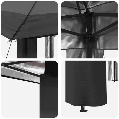 Paviljoen zonder Zijwand 4 x 4 m Lichtgrijs en antracietkleurig 6