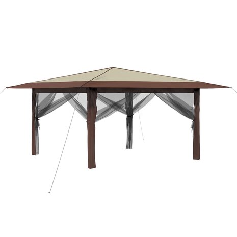 Paviljoen met 4 Zijwanden 4 x 4 m Cr&egrave;me en bruin 2