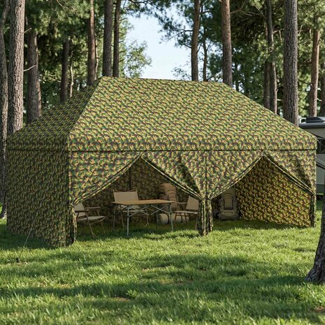 Tent met 4 Zijwanden 2,9 x 5,8 m Leger Camouflage 1