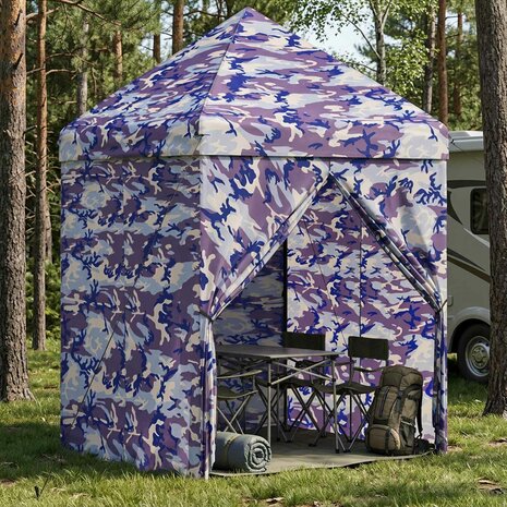 Pop-up Gazebo met 4 Zijwanden 2,9 x 2,9 m Blauw Camouflage 1