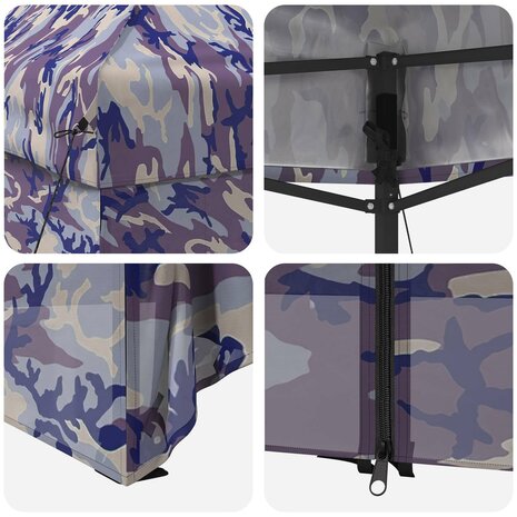 Pop-up Gazebo met 4 Zijwanden 2,9 x 2,9 m Blauw Camouflage 8