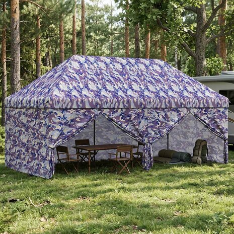 Pop-up Gazebo met 4 Zijwanden 3 x 6 m Blauw Camouflage 1