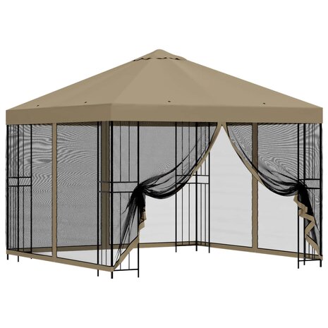 Tuin Gazebo met Zijwanden 3 x 3 m Beige Polyester en staal 2