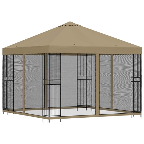 Tuin Gazebo met Zijwanden 3 x 3 m Beige Polyester en staal 3