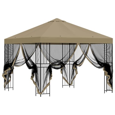 Tuin Gazebo met Zijwanden 3 x 3 m Beige Polyester en staal 4