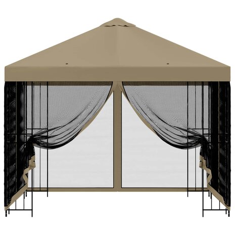 Tuin Gazebo met Zijwanden 3 x 3 m Beige Polyester en staal 5