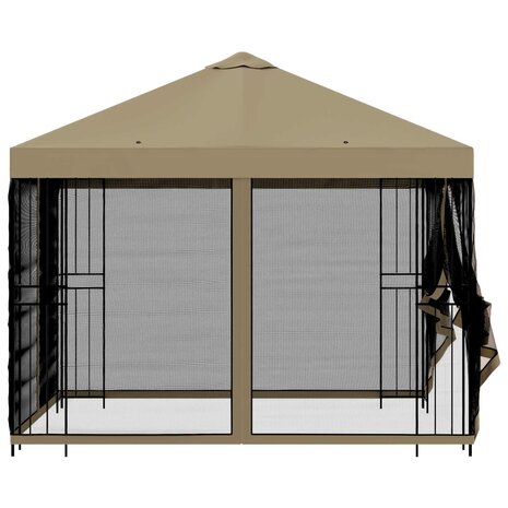 Tuin Gazebo met Zijwanden 3 x 3 m Beige Polyester en staal 6