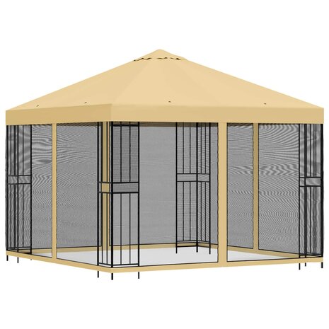 Tuin Gazebo met Zijwanden 3 x 3 m Cr&egrave;mekleurig 3