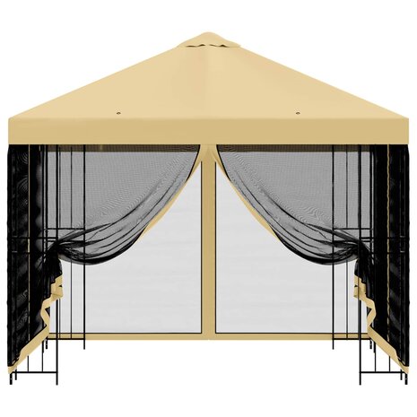 Tuin Gazebo met Zijwanden 3 x 3 m Cr&egrave;mekleurig 5