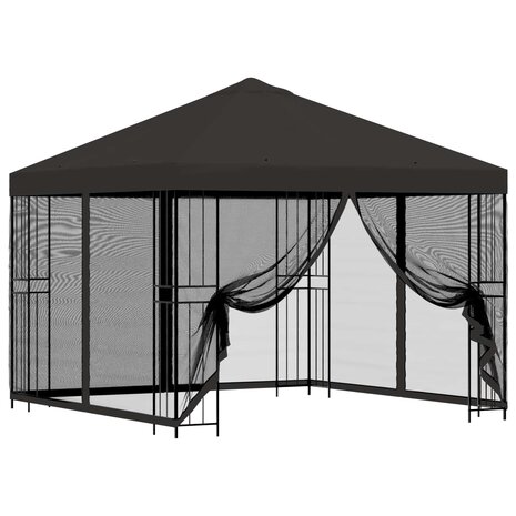 Tuin Gazebo met Zijwanden 3 x 3 m Antracietkleurig 2