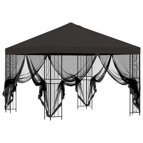 Tuin Gazebo met Zijwanden 3 x 3 m Antracietkleurig 4