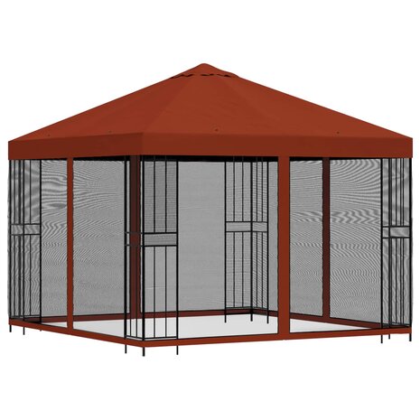 Tuin Gazebo met Zijwanden 3 x 3 m Terracotta Polyester en staal 3