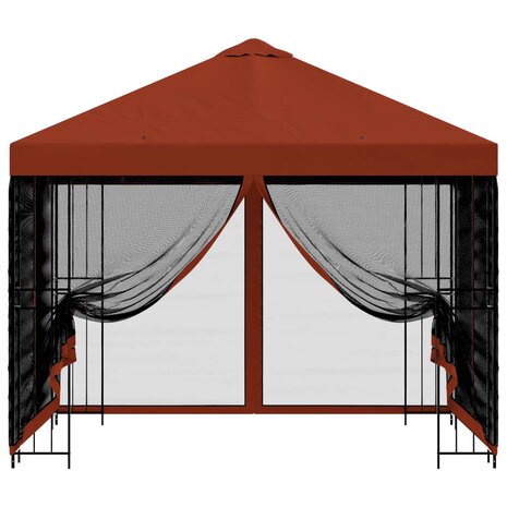Tuin Gazebo met Zijwanden 3 x 3 m Terracotta Polyester en staal 5