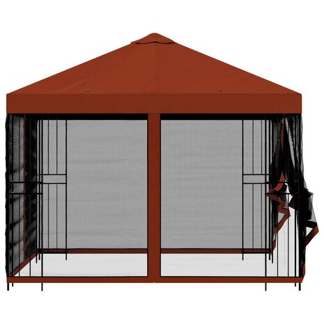 Tuin Gazebo met Zijwanden 3 x 3 m Terracotta Polyester en staal 6