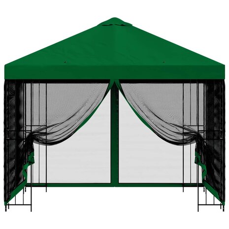 Tuin Gazebo met Zijwanden 3 x 3 m Groen Polyester en staal 5