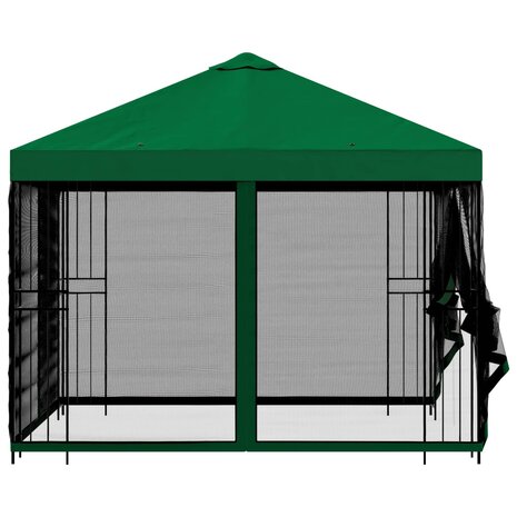 Tuin Gazebo met Zijwanden 3 x 3 m Groen Polyester en staal 6