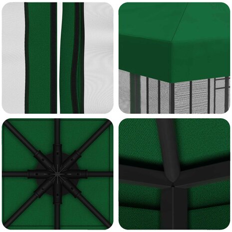 Tuin Gazebo met Zijwanden 3 x 3 m Groen Polyester en staal 7