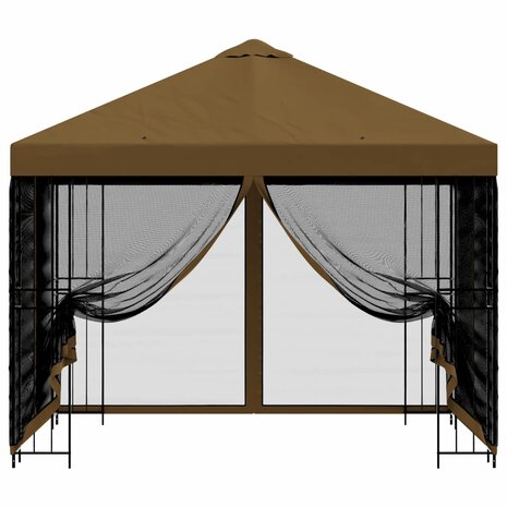 Tuin Gazebo met Zijwanden 3 x 3 m Taupe Polyester en staal 5
