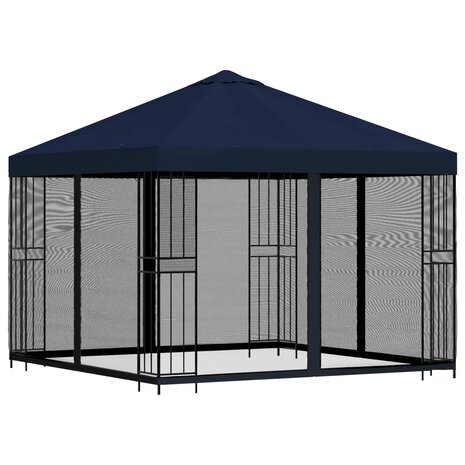 Tuin Gazebo met Zijwanden 3 x 3 m Blauw Polyester en staal 3