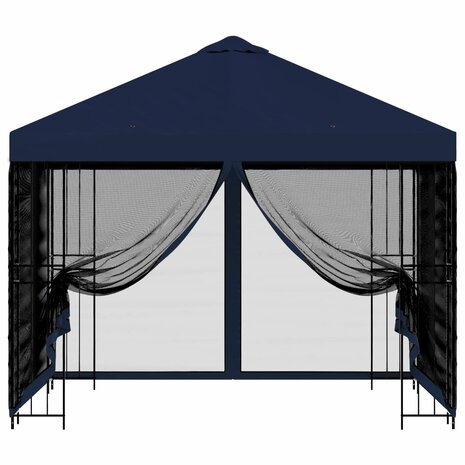 Tuin Gazebo met Zijwanden 3 x 3 m Blauw Polyester en staal 5