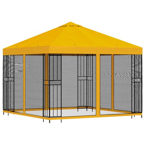 Tuin Gazebo met Zijwanden 3 x 3 m Geel Polyester en staal 3