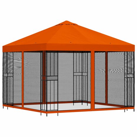 Tuin Gazebo met Zijwanden 3 x 3 m Oranje Polyester en staal 3