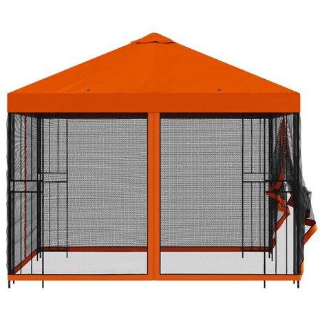 Tuin Gazebo met Zijwanden 3 x 3 m Oranje Polyester en staal 6