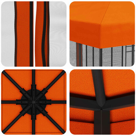 Tuin Gazebo met Zijwanden 3 x 3 m Oranje Polyester en staal 7