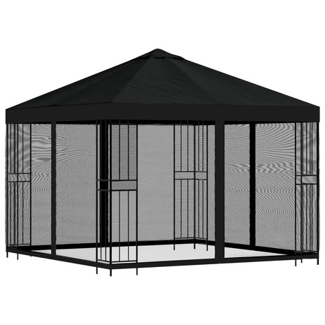 Tuin Gazebo met Zijwanden 3 x 3 m Zwart Polyester en staal 3
