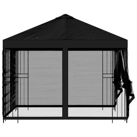 Tuin Gazebo met Zijwanden 3 x 3 m Zwart Polyester en staal 6