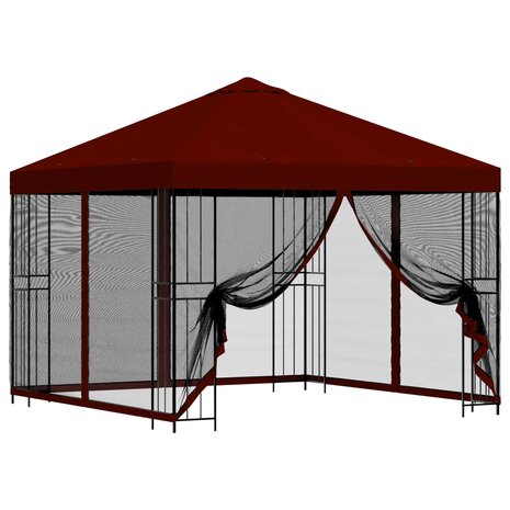 Tuin Gazebo met Zijwanden 3 x 3 m Bordeauxrood 2