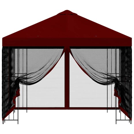 Tuin Gazebo met Zijwanden 3 x 3 m Bordeauxrood 5