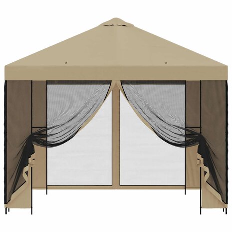 Tuin Gazebo met Zijwanden 3 x 3 m Beige Polyester en staal 5
