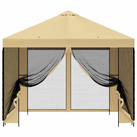 Tuin Gazebo met Zijwanden 3 x 3 m Cr&egrave;mekleurig 5