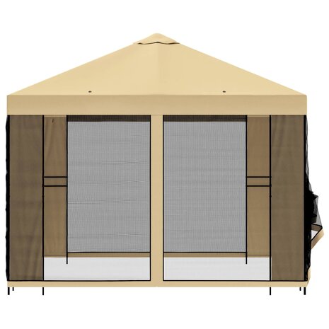 Tuin Gazebo met Zijwanden 3 x 3 m Cr&egrave;mekleurig 6
