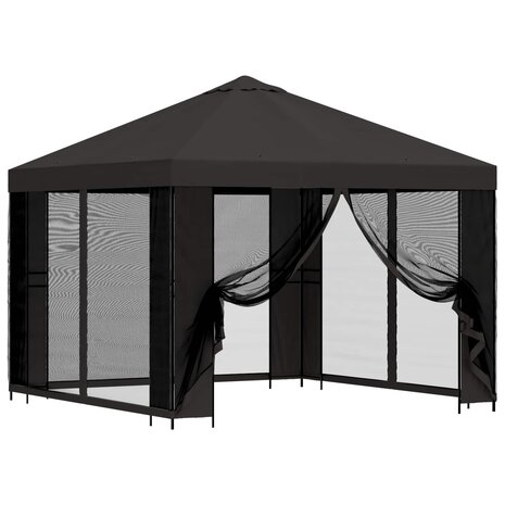 Tuin Gazebo met Zijwanden 3 x 3 m Antracietkleurig 2