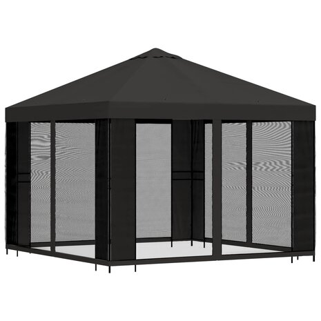 Tuin Gazebo met Zijwanden 3 x 3 m Antracietkleurig 3