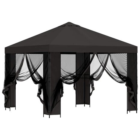 Tuin Gazebo met Zijwanden 3 x 3 m Antracietkleurig 4