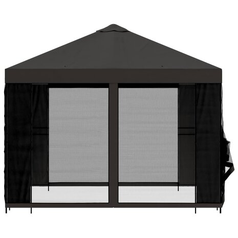 Tuin Gazebo met Zijwanden 3 x 3 m Antracietkleurig 6